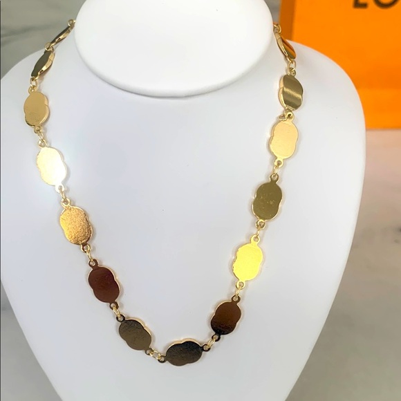 ✨ NEW High-End Gold Plated Clam Disc Link Necklace | 16” Short | Gift Box Includ - Picture 1 of 4
